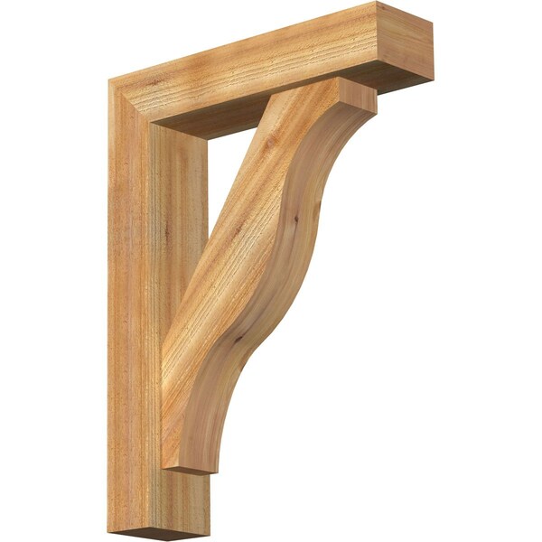 Ekena Millwork Funston Block Rough Sawn Bracket w/ Offset Brace, Western Red Cedar, 6"W x 24"D x 32"H BKT0604X24X32FST05RWR - main